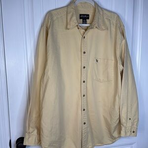 Eddie Bauer Mustard Yellow Long Sleeve Button Up Shirt Size Large‎ Tall